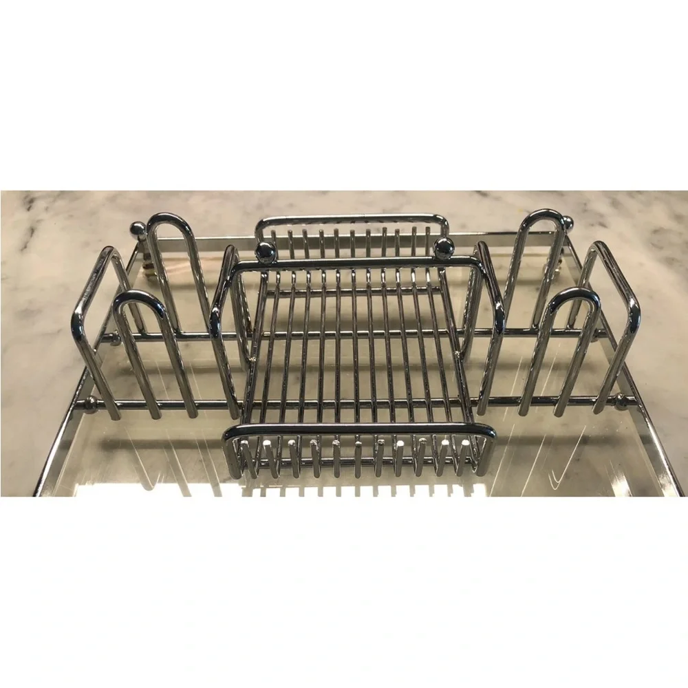 Vintage Barclay & Geneve‎ Flatware Buffet Caddy Organizer Chrome Acrylic 11